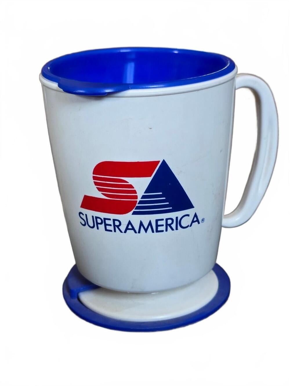 Vintage 1980's SuperAmerica Gas Station Plastic Dashboard Travel Mug NOS